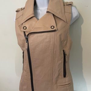 Ever Lamb  Leather Biker Vest Jacket